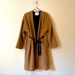 Amour Vert recycled wool blend camel-colored wrap coat- small